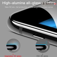 Kính cường lực 5D Baseus LV162 cho iPhone 6/ 7/ 8/ Plus (0.3mm, Chống ánh sáng xanh, 5 lớp siêu bền, kính chống trầy, All-Screen Arc-Surface)