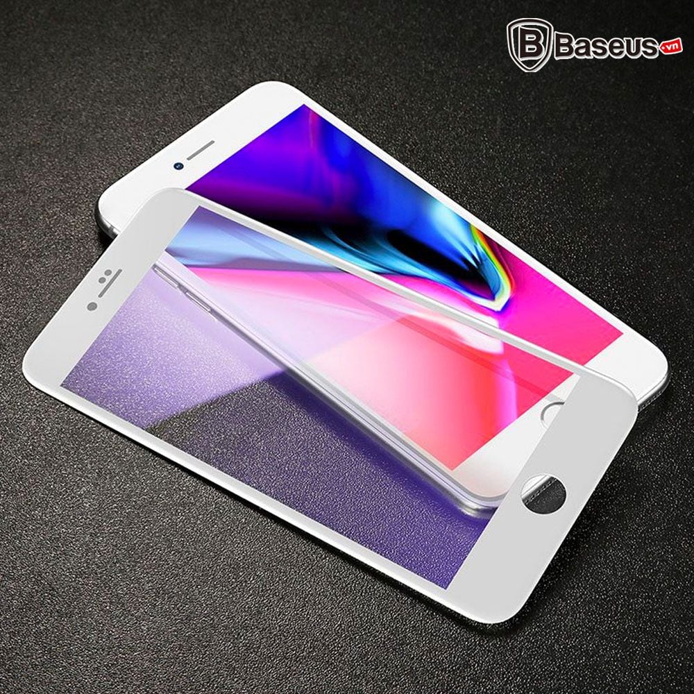 Kính cường lực 5D Baseus LV162 cho iPhone 6/ 7/ 8/ Plus (0.3mm, Chống ánh sáng xanh, 5 lớp siêu bền, kính chống trầy, All-Screen Arc-Surface)