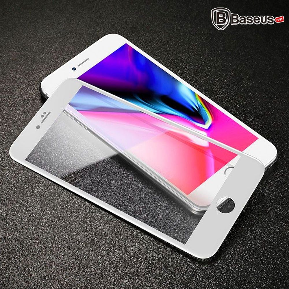 Kính cường lực 5D Baseus LV162 cho iPhone 6/ 7/ 8/ Plus (0.3mm, Chống ánh sáng xanh, 5 lớp siêu bền, kính chống trầy, All-Screen Arc-Surface)