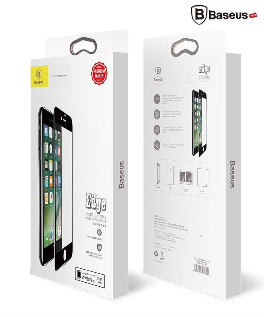 Kính cường lực 5D Baseus LV162 cho iPhone 6/ 7/ 8/ Plus (0.3mm, Chống ánh sáng xanh, 5 lớp siêu bền, kính chống trầy, All-Screen Arc-Surface)