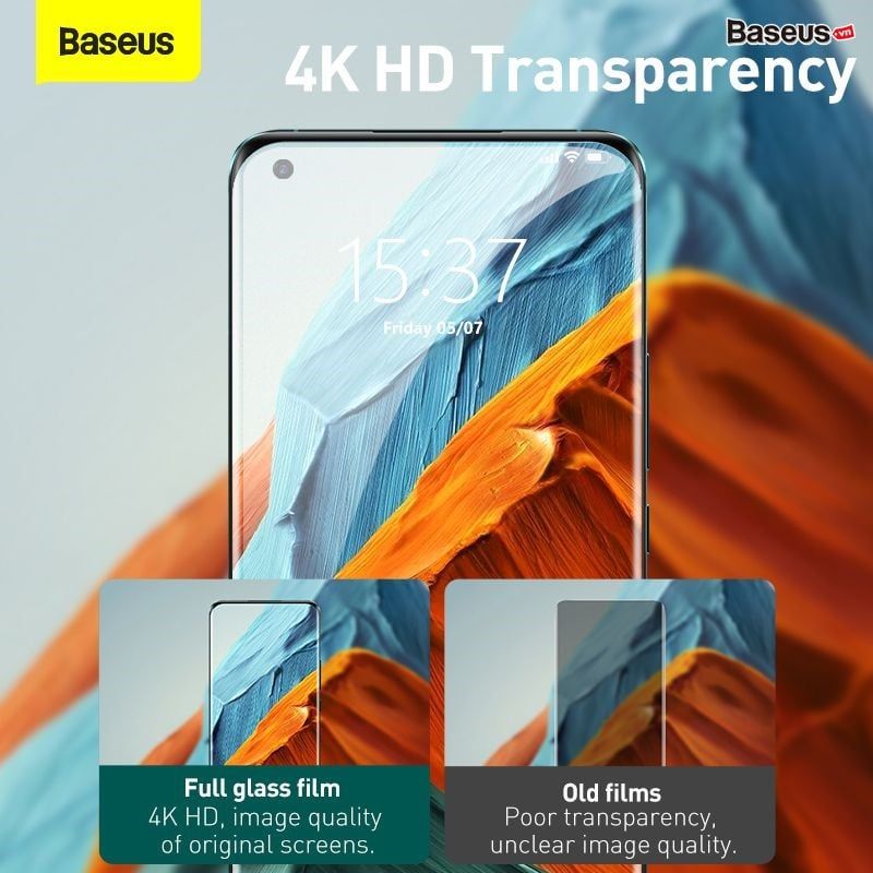 Baseus 0.25mm Full Screen Curved Surface Full Rubber Tempered Glass Film for Mi10/10 Pro/10S (1pcs/pack)