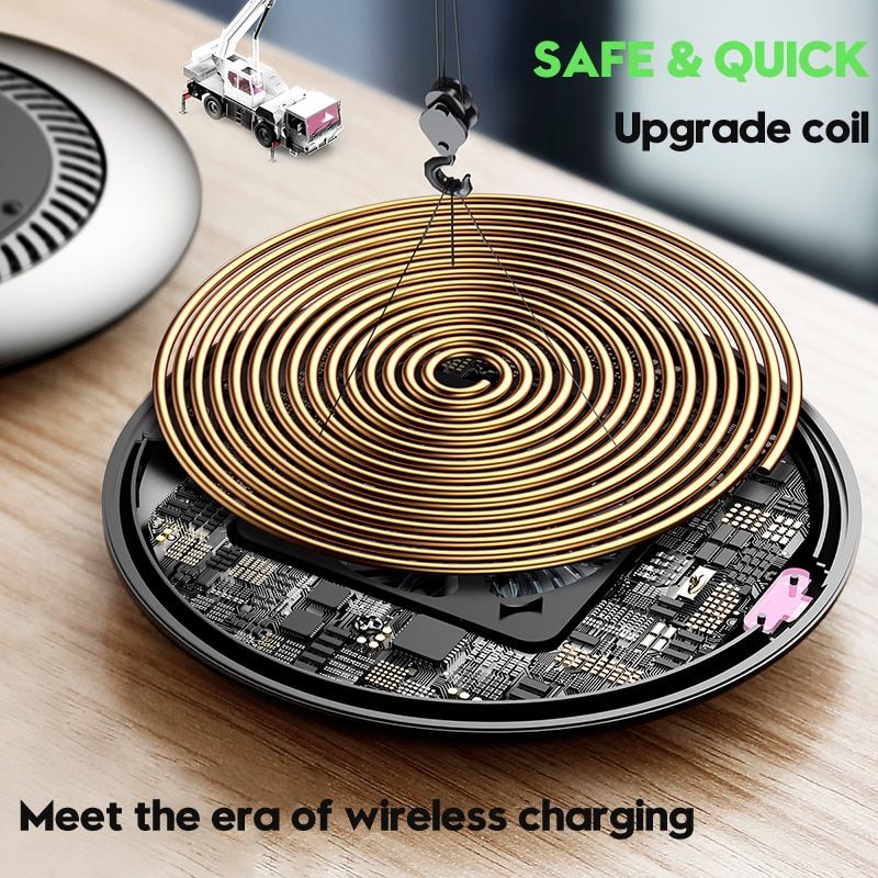 Đế sạc nhanh không dây tích hợp quạt hút tản nhiệt Baseus Whirlwind Desktop cho Apple iPhone/ Samsung (Qi Wireless Quick Charger)