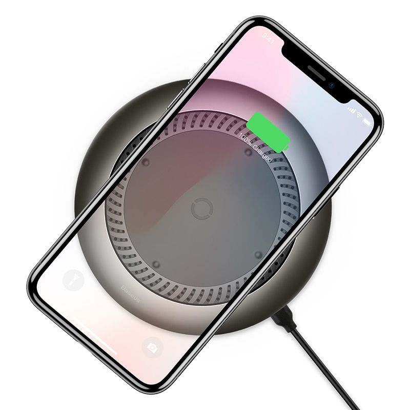 Đế sạc nhanh không dây tích hợp quạt hút tản nhiệt Baseus Whirlwind Desktop cho Apple iPhone/ Samsung (Qi Wireless Quick Charger)