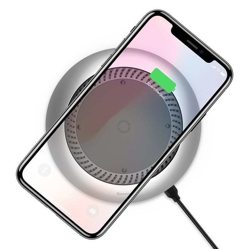 Đế sạc nhanh không dây tích hợp quạt hút tản nhiệt Baseus Whirlwind Desktop cho Apple iPhone/ Samsung (Qi Wireless Quick Charger)