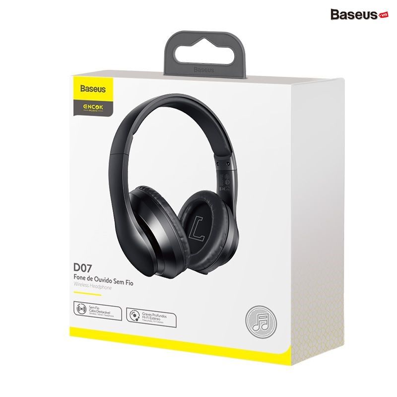 Tai nghe chụp tai Baseus Encok Wireless Earphone D07 (Bluetooth 5.0, 12h sử dụng, Mega bass)