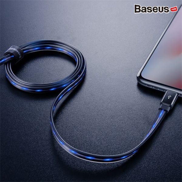 Cáp sạc và truyền dữ liệu tốc độ cao Baseus Data LED Glowing Cable cho iPhone/ iPad (Cáp dẹp chống rối,đèn LED thông minh - 2.4A, 1M, Lightning Cable)
