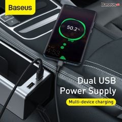 Ngăn chứa đồ tiện dụng tích hợp Dock sạc USB dùng trên xe hơi Baseus Deluxe Metal Armrest Console Organizer(2 USB charging port, Cup holder for Car)