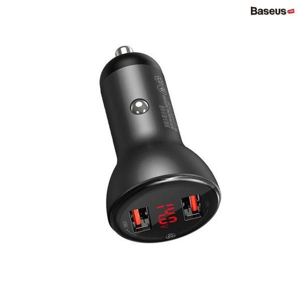Tẩu sạc nhanh Baseus Digital Display – 45W, 2 cổng USB, LED hiển thị, hỗ trợ SCP/QC4.0, sạc nhanh cho xe hơi tiện dụng
