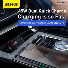Tẩu sạc nhanh Baseus Digital Display – 45W, 2 cổng USB, LED hiển thị, hỗ trợ SCP/QC4.0, sạc nhanh cho xe hơi tiện dụng