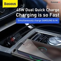 Tẩu sạc đa năng công suất cao Baseus Digital Display Dual SCP Quick Charger (45W, 2 Ports USB, LED Display, SPC/QC4.0 Car Quick charger)