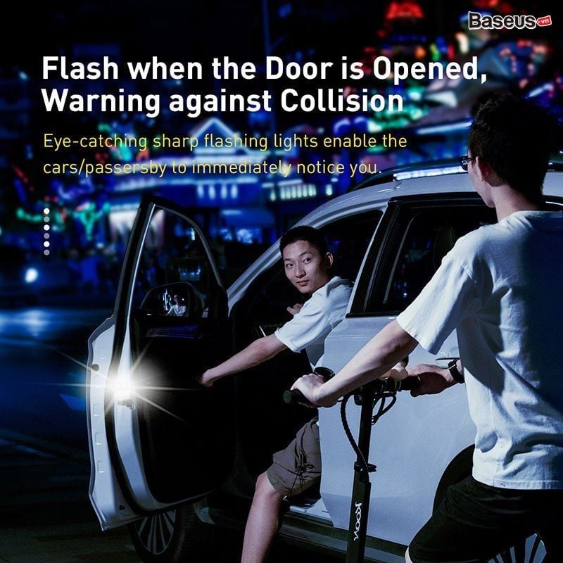 Bộ đèn cảnh báo mở cửa tự động dùng cho xe ô tô Baseus Door Open Warning Light（2pcs/pack, Wireless, Magnetic and Automatically )