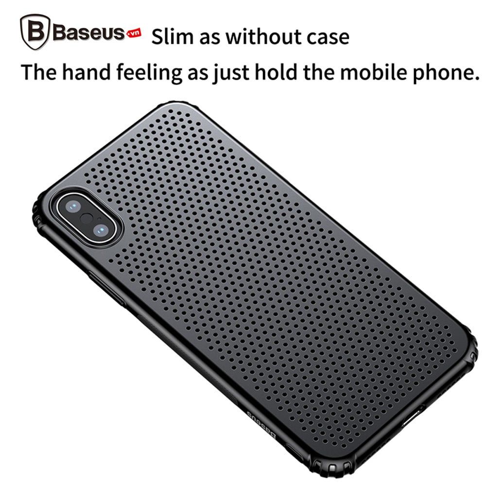 Ốp lưng chống nhiệt Baseus Small Hole Dots Case LV183 cho iPhone X (  Small Hole Case - Luxury Smooth High Quality Hard Plastic)