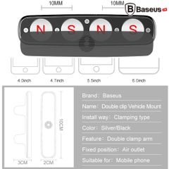 Bộ đế giữ điện thoại nam châm Baseus Double Clip LV282 dùng cho xe hơi (Air Outlet Magnetic Car Mount/ Horizontal Type)