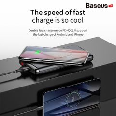 Pin sạc dự phòng không dây Baseus Dual Coil Wireless LV315 10,000mAh cho iPhoneX/ XS Max/ Samsung S9/ N9/ Xiaomi/ Huawei (LCD, Type C/PD + QC3.0 input/output 15W, Wireless charge  Power bank)