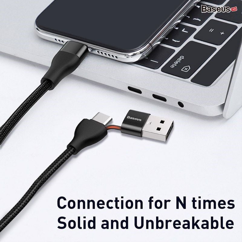 Cáp sạc nhanh Baseus 2-in-1 Dual Output Cable cho iPhone/ iPad (USB-A+Type-C to Lighing, 18W Max)