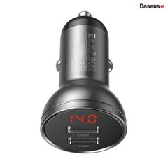 Tẩu sạc đa năng dùng cho xe ô tô Baseus Digital Display (24W, Dual USB 4.8A, Car Fast Charger)