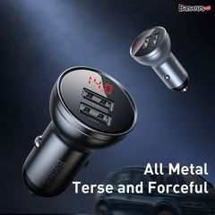 Tẩu sạc đa năng dùng cho xe ô tô Baseus Digital Display (24W, Dual USB 4.8A, Car Fast Charger)