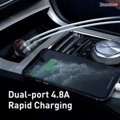 Tẩu sạc đa năng dùng cho xe ô tô Baseus Digital Display (24W, Dual USB 4.8A, Car Fast Charger)