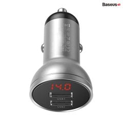 Tẩu sạc đa năng dùng cho xe ô tô Baseus Digital Display (24W, Dual USB 4.8A, Car Fast Charger)