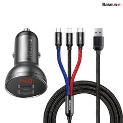 Tẩu sạc đa năng dùng cho xe ô tô Baseus Digital Display (24W, Dual USB 4.8A, Car Fast Charger)