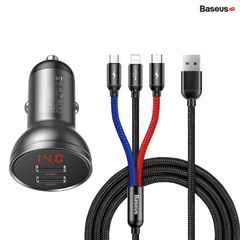 Tẩu sạc đa năng dùng cho xe ô tô Baseus Digital Display (24W, Dual USB 4.8A , Car Fast Charger)