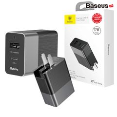 Bộ sạc nhanh đa năng Baseus Duke Universal Type C PD cho Smartphone/ Tablet/ Macbook (3.4A, 17W, 2 Ports , USB + Type C PD Travel Charger)