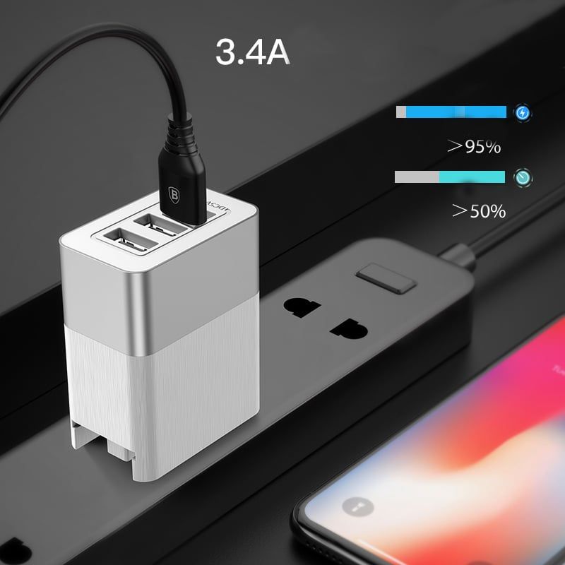 Bộ sạc đa năng Baseus Duke 3USB Smart Fast Charger ( 3.4A, 3 in 1 , Aluminum alloy + PC )