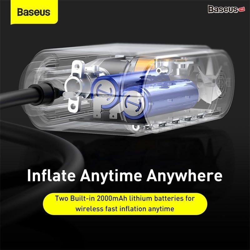 Máy bơm lốp xe hơi Baseus Dynamic Eye Inflator Pump (45W, 5~150PSI, Màn hình LED TPMS, Đèn Flash)
