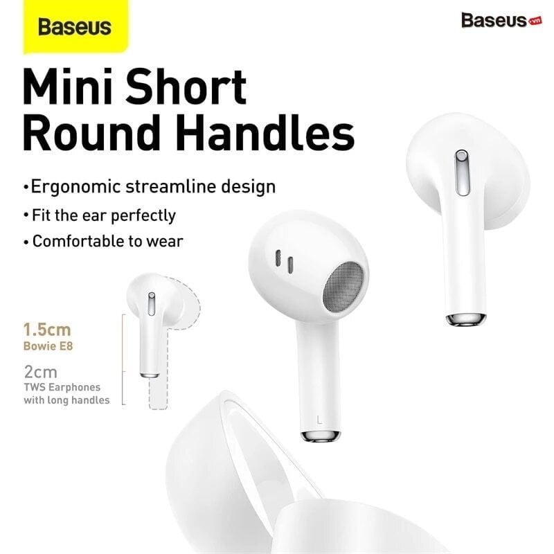 Tai nghe Bluetooth Baseus Bowie Series E8 TWS True Wireless Earbuds (Bluetooth 5.0, GPS - APP Control, Super Fast charge, Nearly No-delay & HD Stereo Gaming Earbuds)