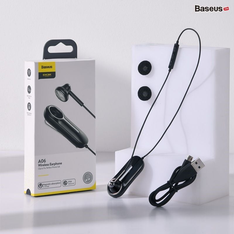 Tai nghe Bluetooth Baseus Encok A06 (Clip Style Wireless Unilateral Wireless Earphone, Vibration + Ringtone, Built-in Microphone )