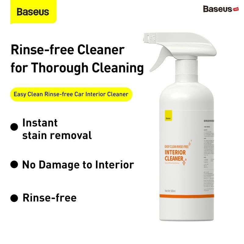 Dung dich tẩy rửa, vệ sinh chuyên dụng cho nội thất xe ô tô Baseus Easy Clean Rinse-free Car Interior Cleaner (500ml, Làm sạch và An toàn cho nội thất)