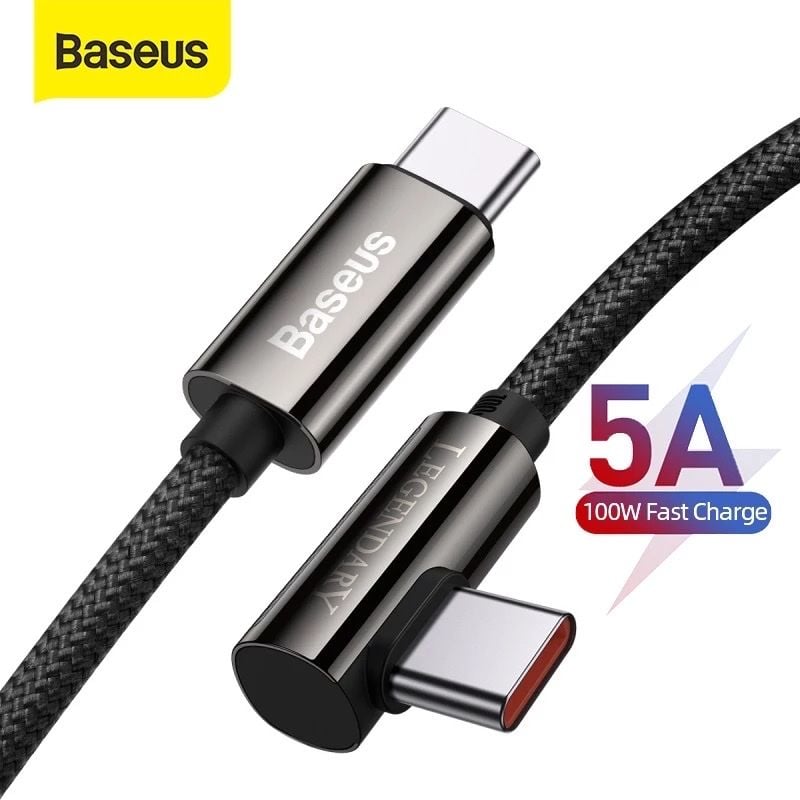 Cáp sạc C to C đầu gập chữ L Baseus Legend Series Elbow 100W (5A/20V, E-marker Chip, PD/QC Quick Charging, LED & Elbow Design)