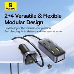 Tẩu Sạc Cho Ô Tô Baseus BackseatPal L1 In-vehicle 3U+3C 110W (with 1.5m Extension Cord Cable)