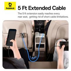 Tẩu Sạc Cho Ô Tô Baseus BackseatPal L1 In-vehicle 3U+3C 110W (with 1.5m Extension Cord Cable)