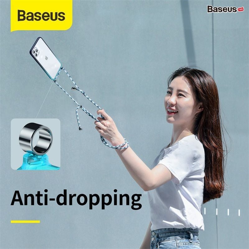 Ốp lưng Baseus Element Crossbody – Trong suốt, viền silicone chống sốc, dây đeo chống rơi, cho iPhone 11 Series