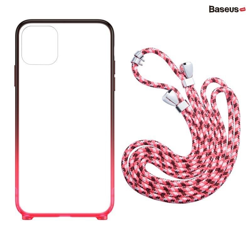 Ốp lưng trong suốt viền Silicone chống sốc kèm dây đeo chống rớt Baseus Element Crossbody Protective Case cho iPhone 11/Pro/Promax (Ultra Thin, Anti Knock & Drop Case)