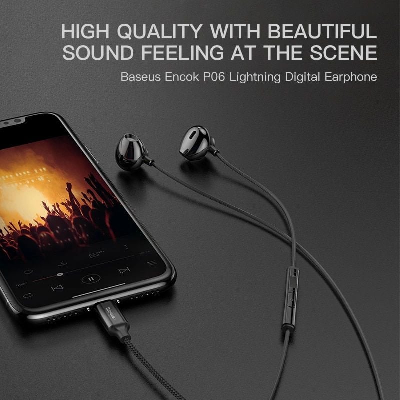 Tai nghe Lightning Baseus Digital Earphone Encok P06 cho iPhone/iPad (Wired Stereo Lightning Jack earphones With Mic)