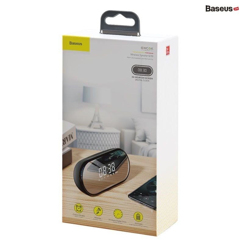 Loa không dây tích hợp đồng hồ báo thức đa năng 4 trong 1 Baseus Encok E09 Wireless Speaker (Heavy Bass Stereo, Alarm Clock, AUX/ TF CArd Reader, 1500mAh)