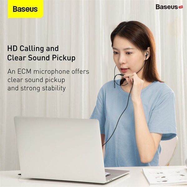 Tai nghe AUX 3.5mm Baseus Encok H19 Wired Earphone (6D surround, Deep Bass, with ECM Microphone for HD Calling)