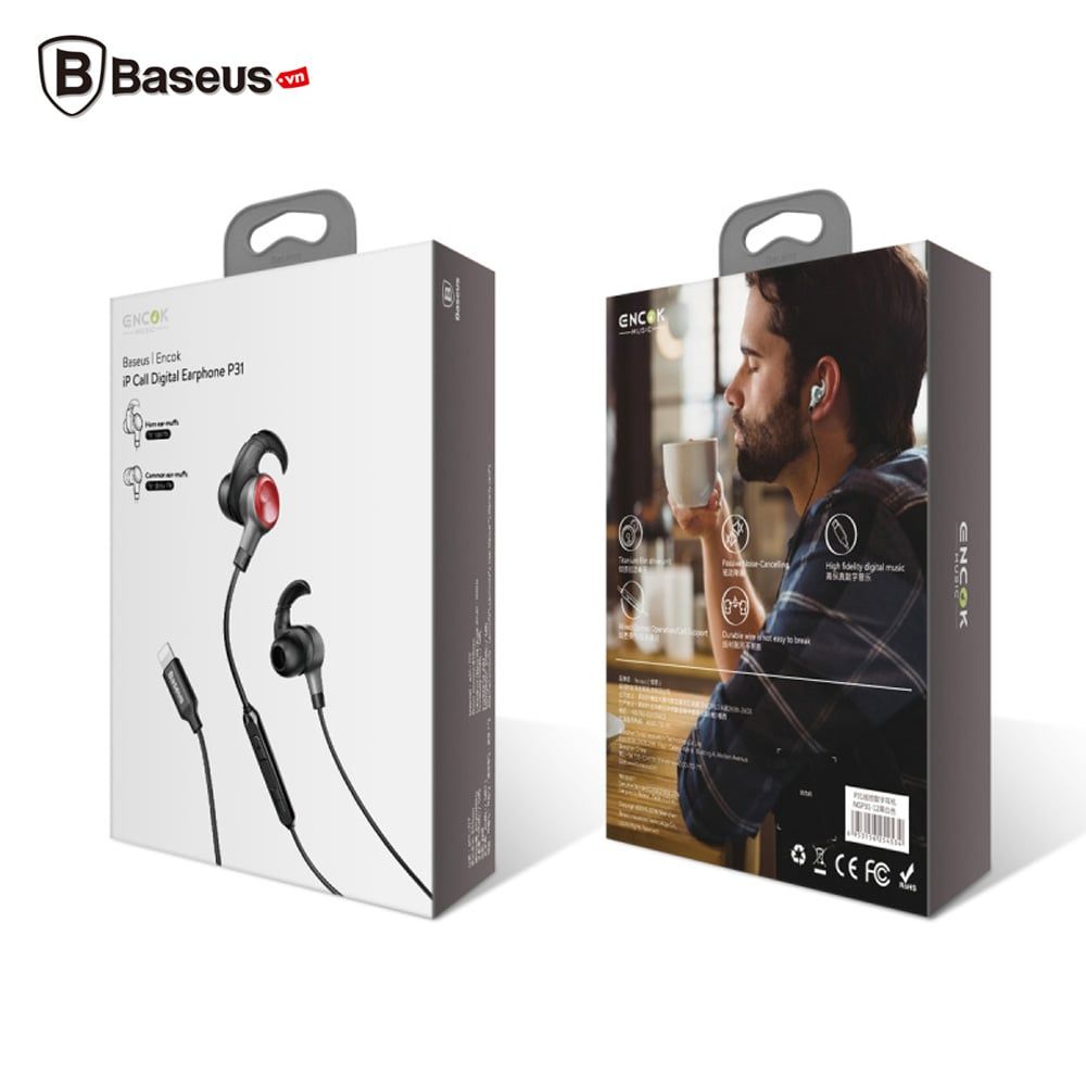 Tai nghe Baseus Encok lightning Call Digital Earphone P31 cho iPhone 7/ 8/ Plus/ iPhone X (Lightning in-ear Earphones)