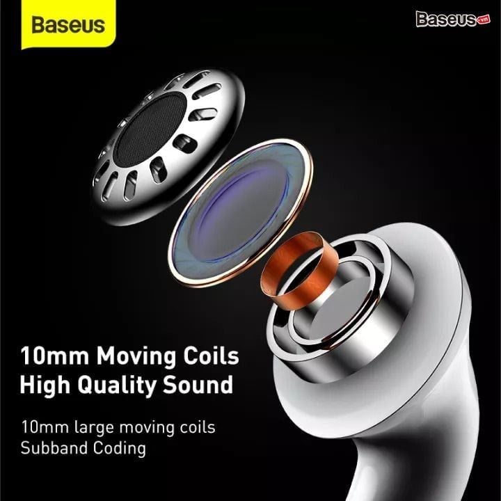 Tai nghe Bluetooth Baseus Encok W3 TWS (Bluetooth 5.0, 4h continuously listen, Noise reduction, IP55, True Wireless Earbuds)