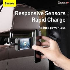 Bộ đế giữ điện thoại gắn lưng ghế trên xe hơi tích hợp sạc không dây Baseus Energy Storage Backseat Holder Wireless Charger (15W, 360 Degree Rotation)