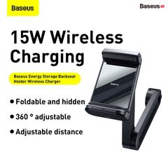 Bộ đế giữ điện thoại gắn lưng ghế trên xe hơi tích hợp sạc không dây Baseus Energy Storage Backseat Holder Wireless Charger (15W, 360 Degree Rotation)