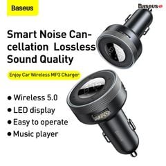 Tẩu sạc nhanh hỗ trợ phát nhạc qua Bluetooth Baseus Enjoy Car Wireless MP3 Charger (5V/3.4A, Dual USB, FM/Bluetooth 5.0, USB/TF Card Reader, Music Lostless Music support)