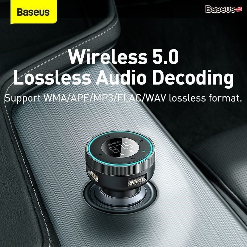 Tẩu sạc nhanh hỗ trợ phát nhạc qua Bluetooth Baseus Enjoy Car Wireless MP3 Charger (5V/3.4A, Dual USB, FM/Bluetooth 5.0, USB/TF Card Reader, Music Lostless Music support)