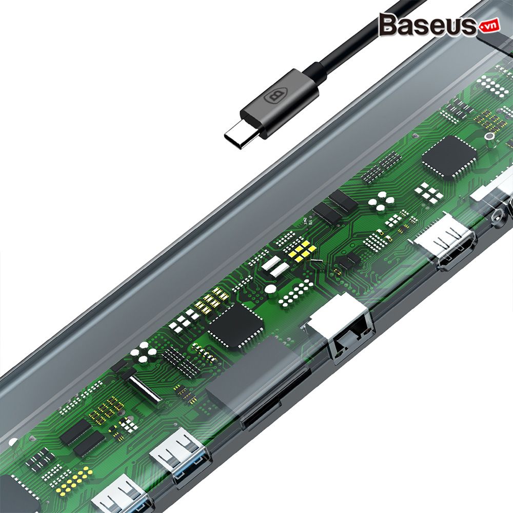 Bộ Hub chuyển đa năng Baseus Enjoyment Series Type C dành cho Smartphone/ Laptop/ Macbook ( Type-C to HDMI/ VGA/ USB 3.0/ Card Reader/ RJ-45/AUX 3.5mm)