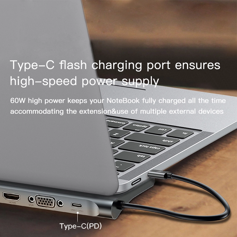 Bộ Hub chuyển đa năng Baseus Enjoyment Series Type C dành cho Smartphone/ Laptop/ Macbook ( Type-C to HDMI/ VGA/ USB 3.0/ Card Reader/ RJ-45/AUX 3.5mm)