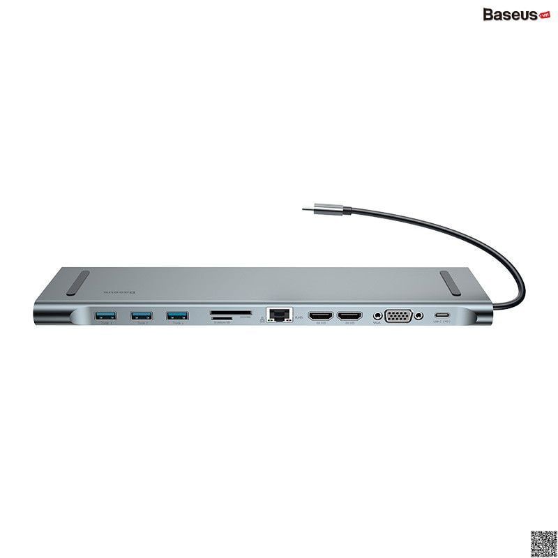 Bộ Hub chuyển đa năng 11 in 1 Baseus Enjoyment Series Type C LV502 cho Laptop/ Macbook ( Type-C to HDMI/ VGA/ USB 3.0/ Card Reader/ RJ-45/AUX 3.5mm, New Upgrade Model 2019)