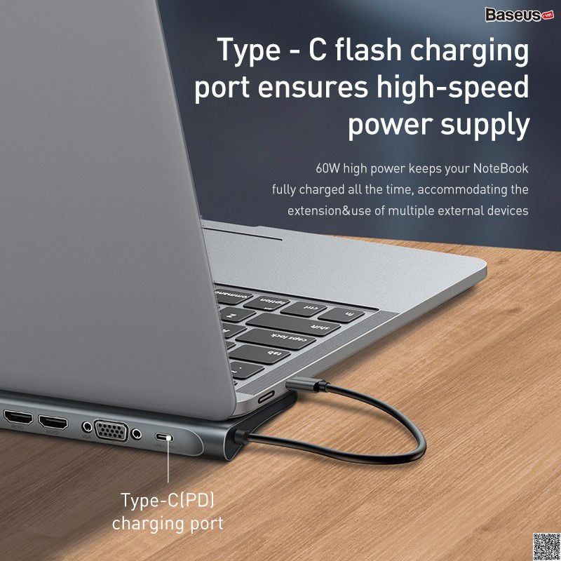 Bộ Hub chuyển đa năng 11 in 1 Baseus Enjoyment Series Type C LV502 cho Laptop/ Macbook ( Type-C to HDMI/ VGA/ USB 3.0/ Card Reader/ RJ-45/AUX 3.5mm, New Upgrade Model 2019)