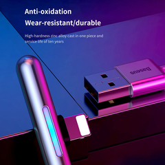 Cáp sạc và truyền dữ liệu siêu bền Baseus Iridescent Lamp Mobile Game cho iPhone/ iPad (2.4A, Fast Charging Lightning Game Cable)